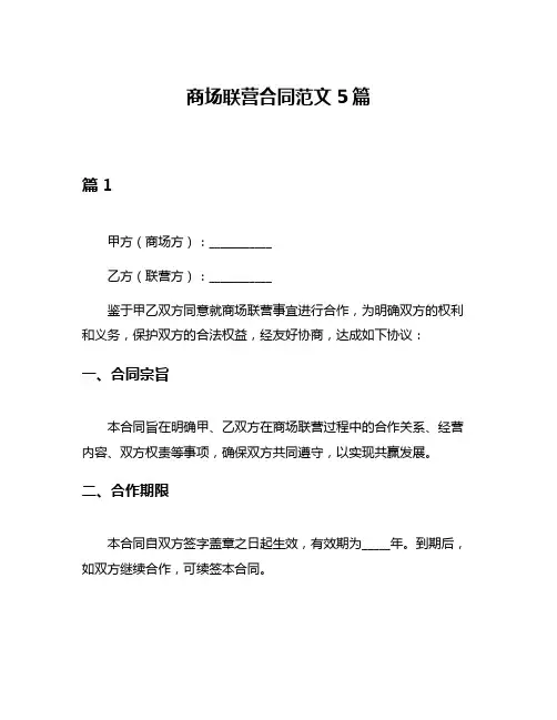 商场联营合同范文5篇