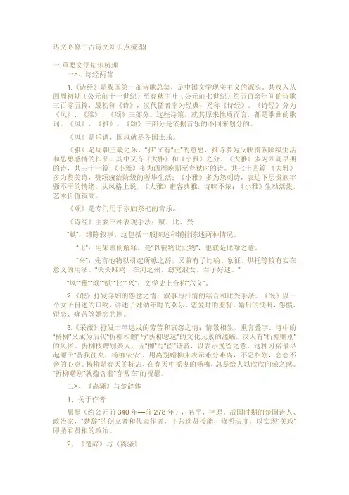 语文必修二古诗文知识点梳理