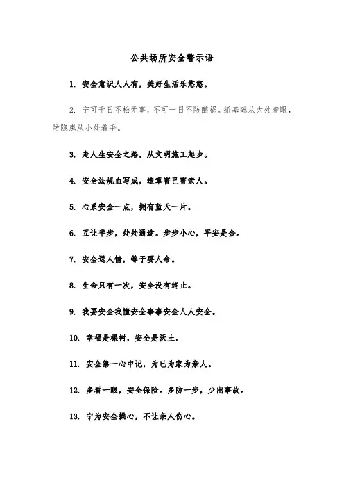 公共场所安全警示语（2篇）