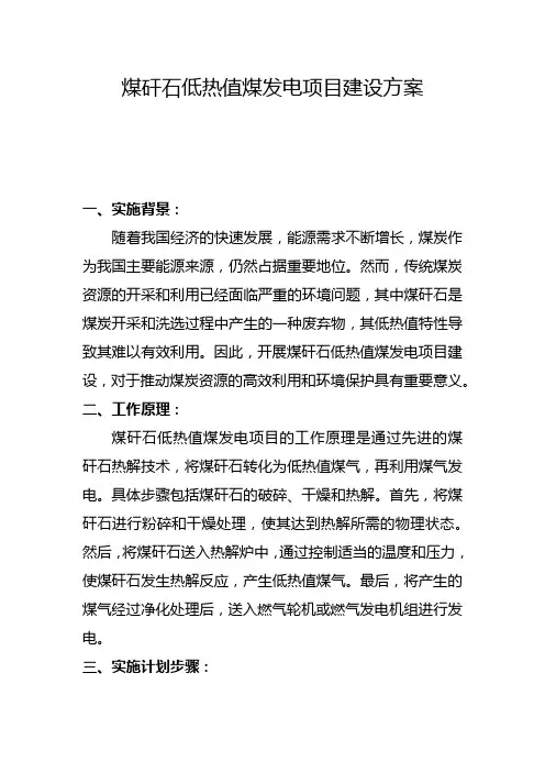 煤矸石低热值煤发电项目建设方案(一)
