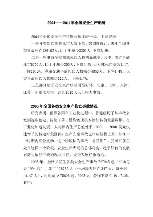 2004——2011年全国安全生产形势
