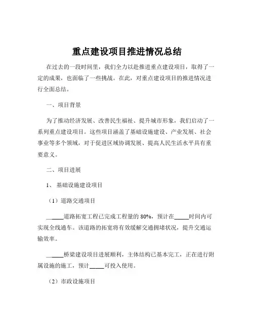 重点建设项目推进情况总结