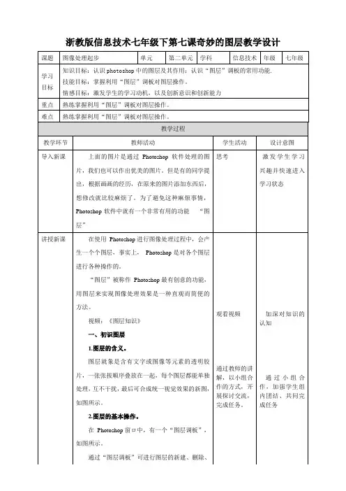 第七课  奇妙的图层  教案