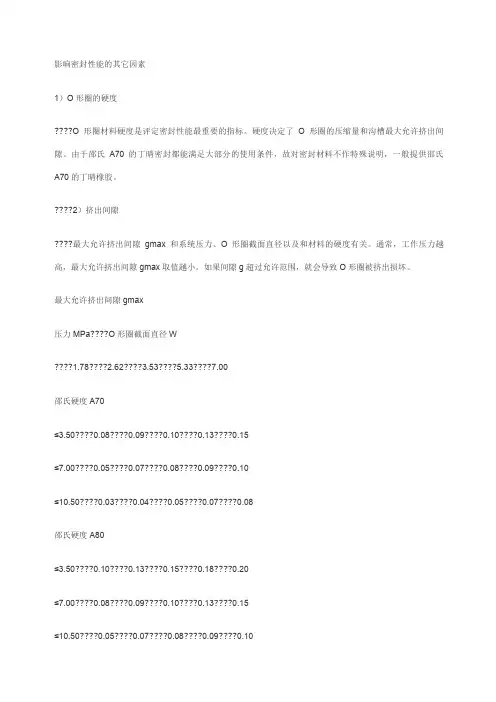 O型密封圈压缩量