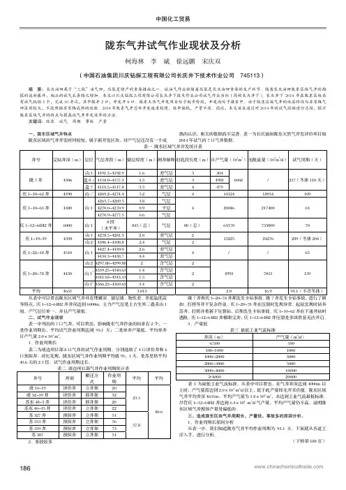 陇东气井试气作业现状及分析