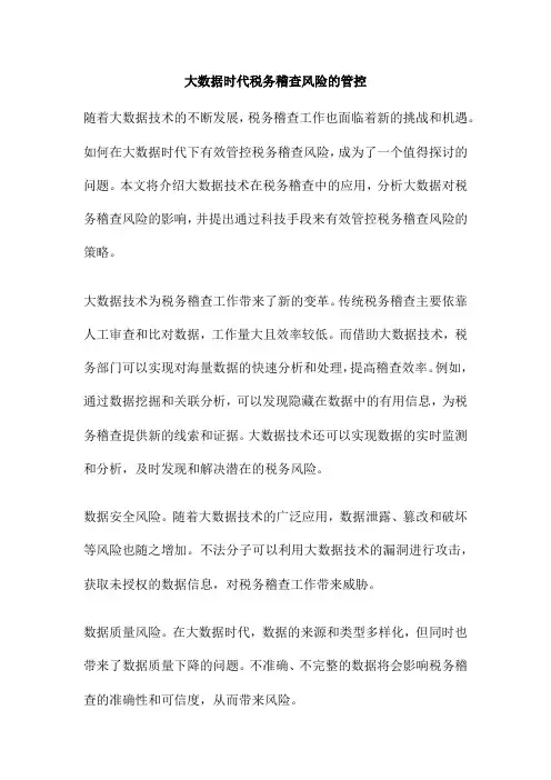大数据时代税务稽查风险的管控