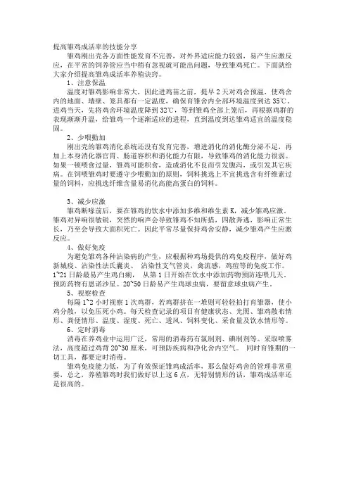 提高雏鸡成活率的技巧分享