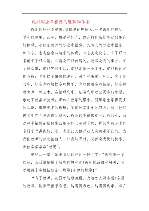 我对职业幸福感的理解和体会