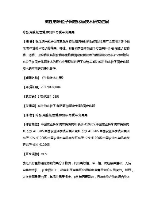 磁性纳米粒子固定化酶技术研究进展