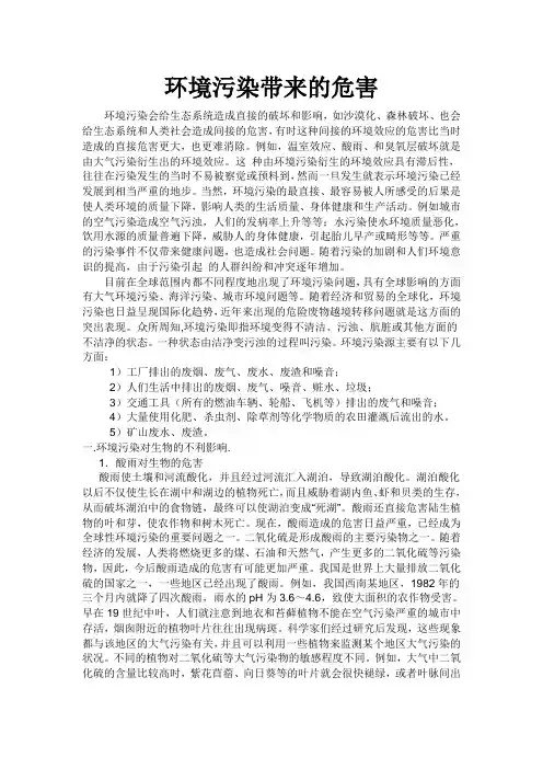 环境污染带来的危害