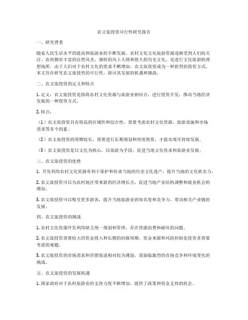 农文旅投资可行性研究报告
