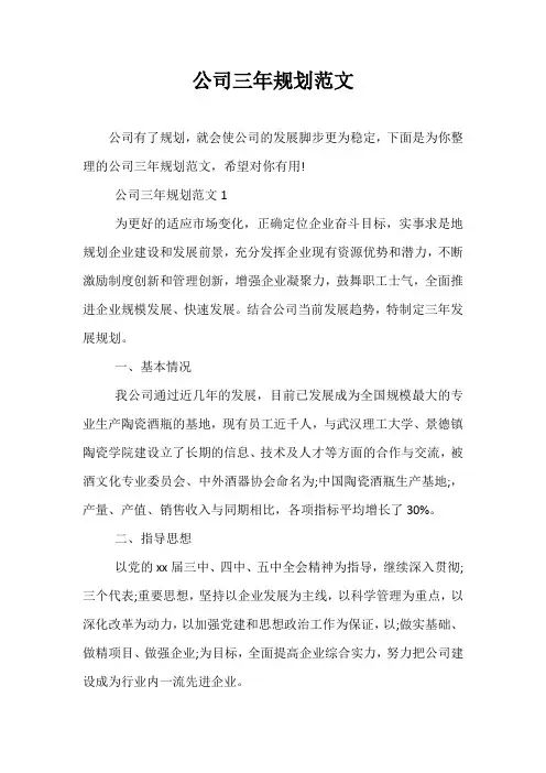 公司三年规划范文