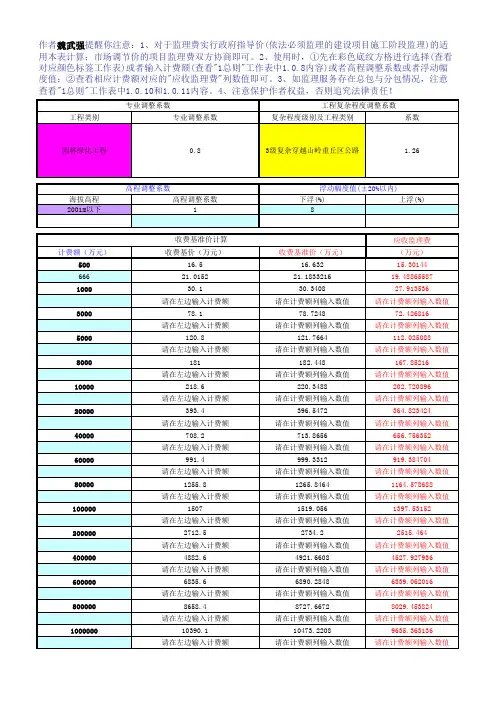 监理取费计算表