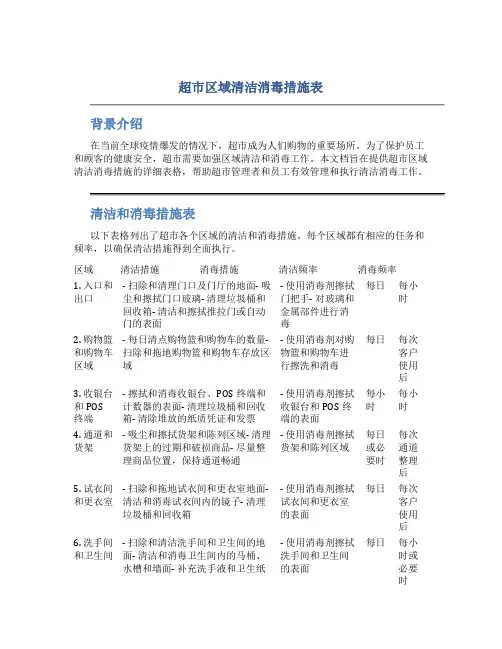 超市区域清洁消毒措施表