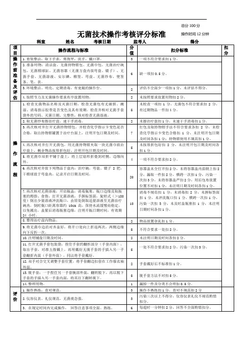 护理学无菌技术操作标准