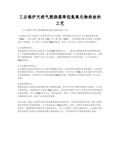 工业锅炉天然气燃烧器降低氮氧化物排放的工艺