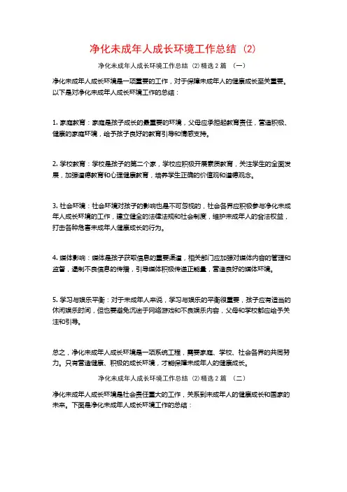 净化未成年人成长环境工作总结2篇