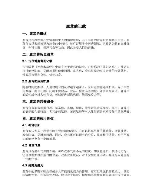 鹿茸的记载
