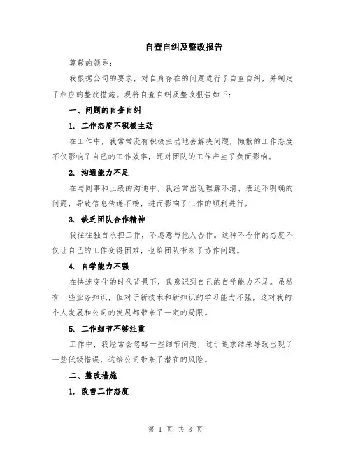 自查自纠及整改报告