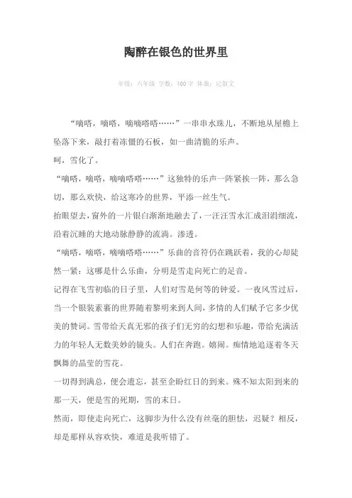 陶醉在银色的世界里400字作文