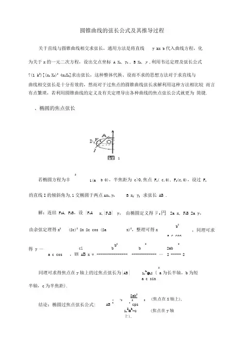 圆锥曲线的弦长公式及其推导过程