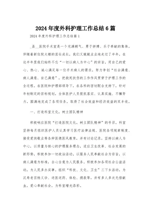 2024年度外科护理工作总结6篇