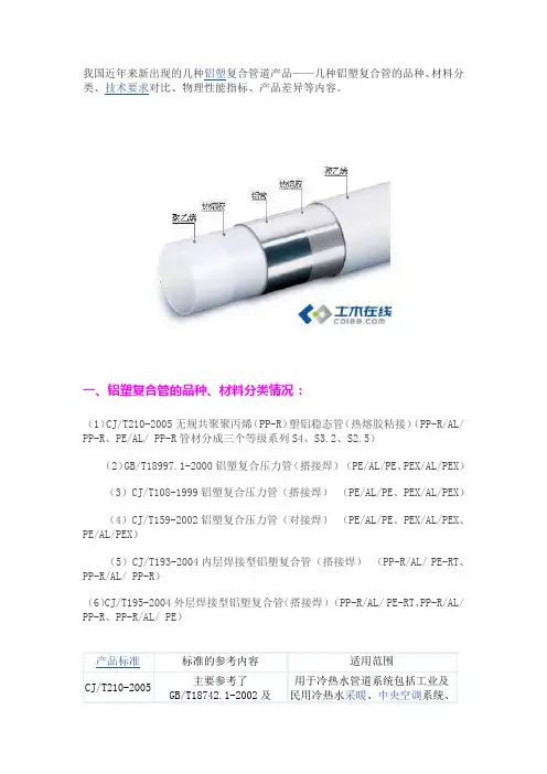 铝塑管的比较以及内别