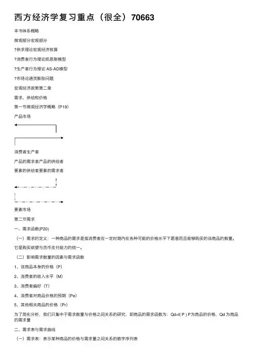 西方经济学复习重点（很全）70663