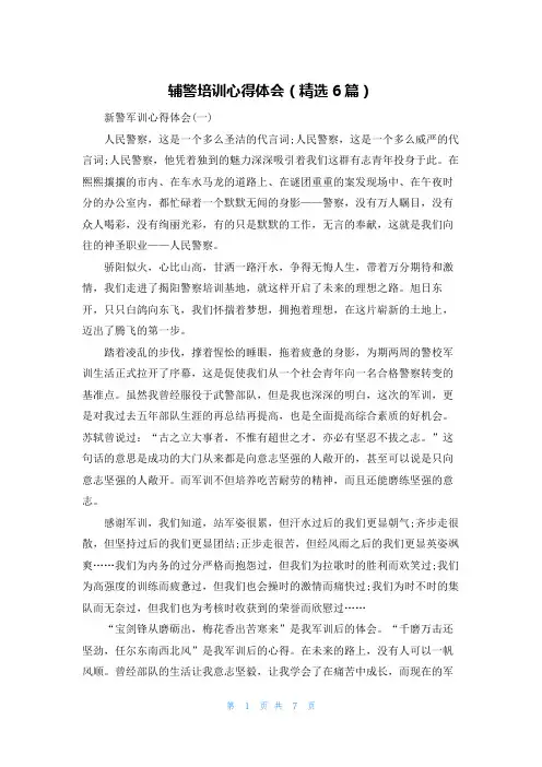 辅警培训心得体会(精选6篇)