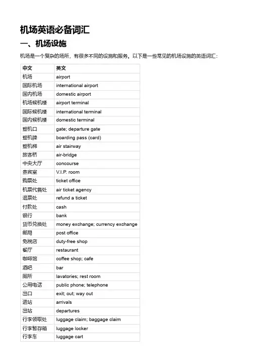 机场英语必备词汇