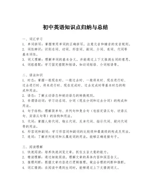 初中英语知识点归纳与总结
