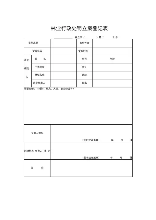 林业行政处罚立案登记表.docx