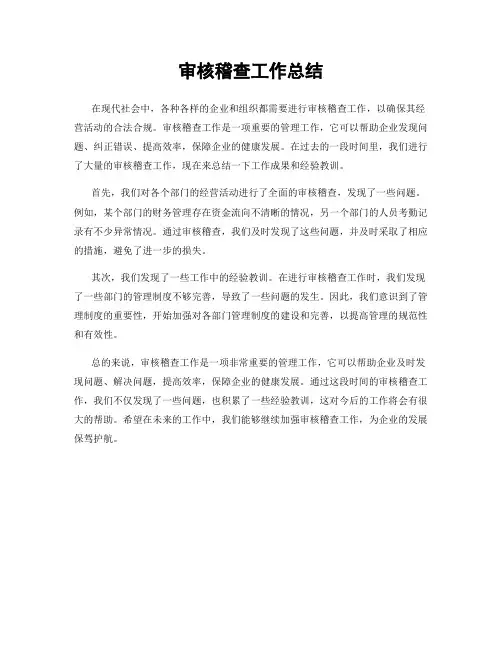 审核稽查工作总结