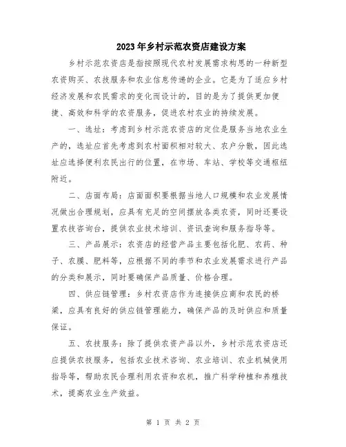 2023年乡村示范农资店建设方案