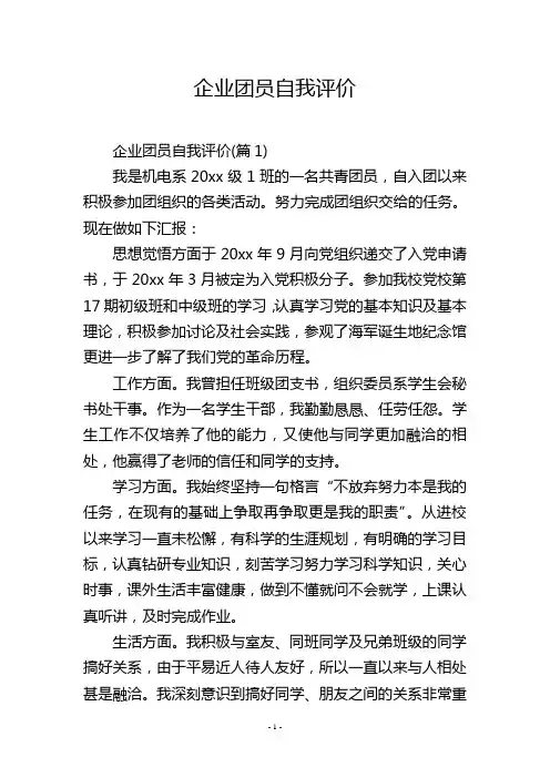 企业团员自我评价