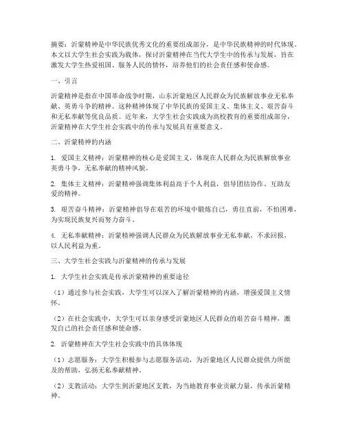 大学生社会实践沂蒙精神