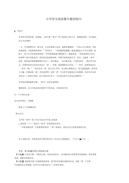 小学语文阅读题专题训练200809含答案解析