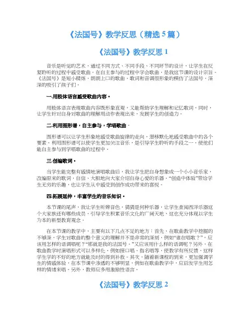《法国号》教学反思(精选5篇)