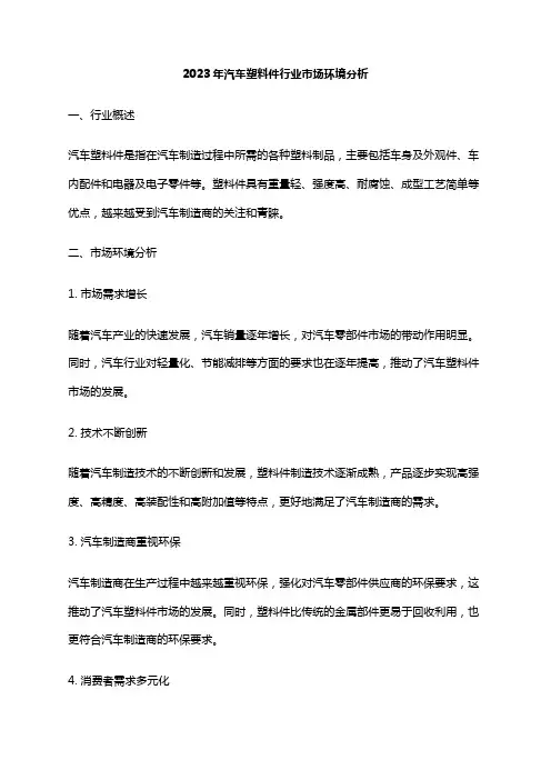 2023年汽车塑料件行业市场环境分析