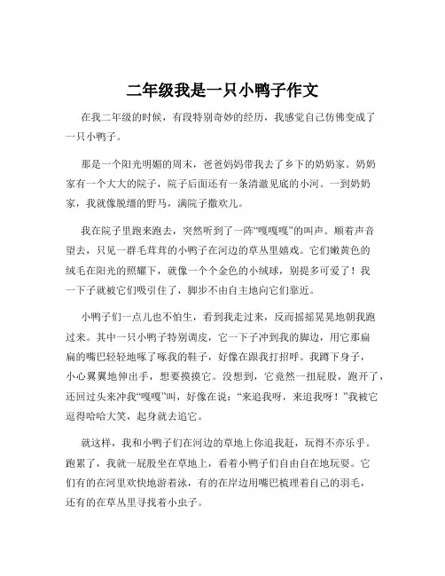 二年级我是一只小鸭子作文