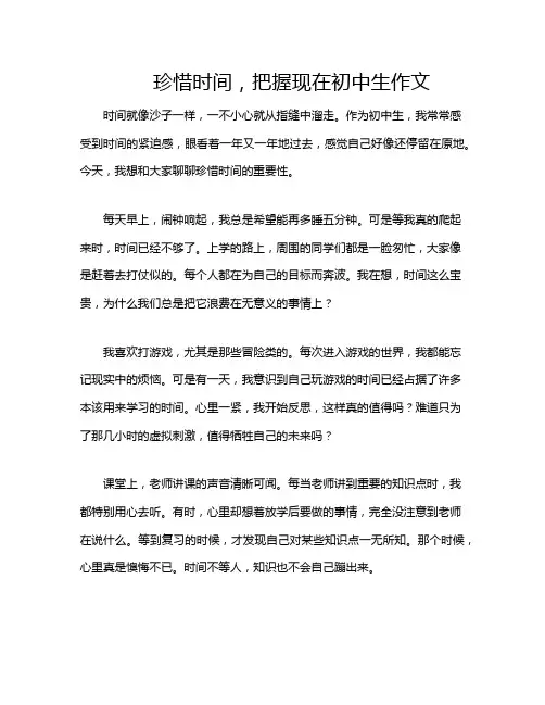珍惜时间,把握现在初中生作文
