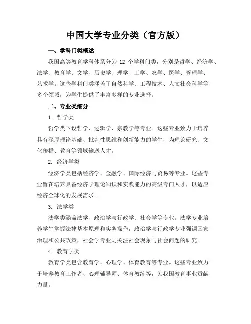 中国大学专业分类(官方版)(20页)