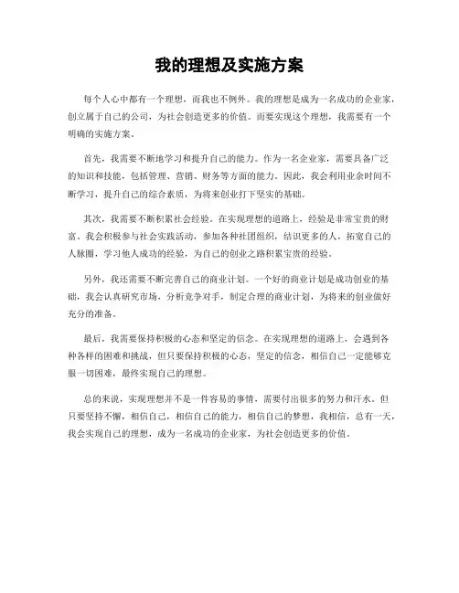 我的理想及实施方案