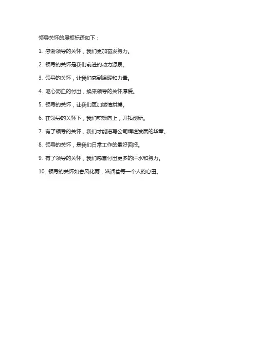 领导关怀的展板标语
