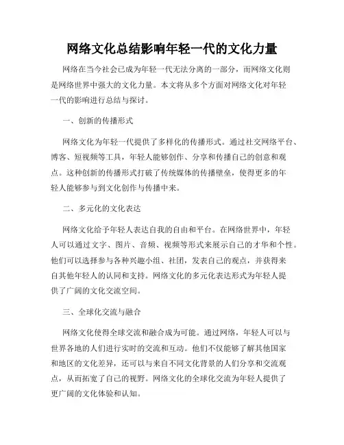 网络文化总结影响年轻一代的文化力量