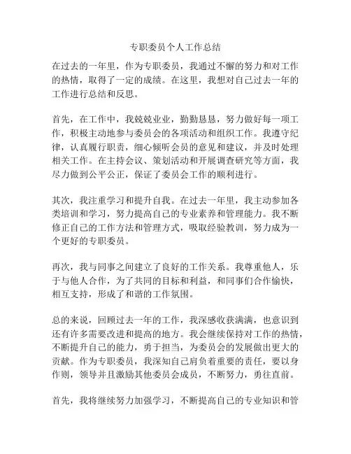 专职委员个人工作总结