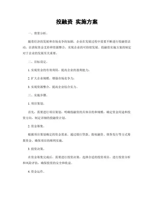 投融资 实施方案