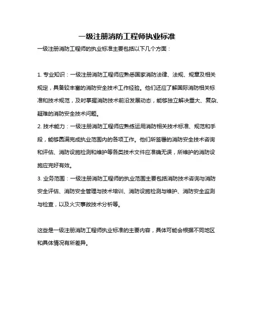 一级注册消防工程师执业标准