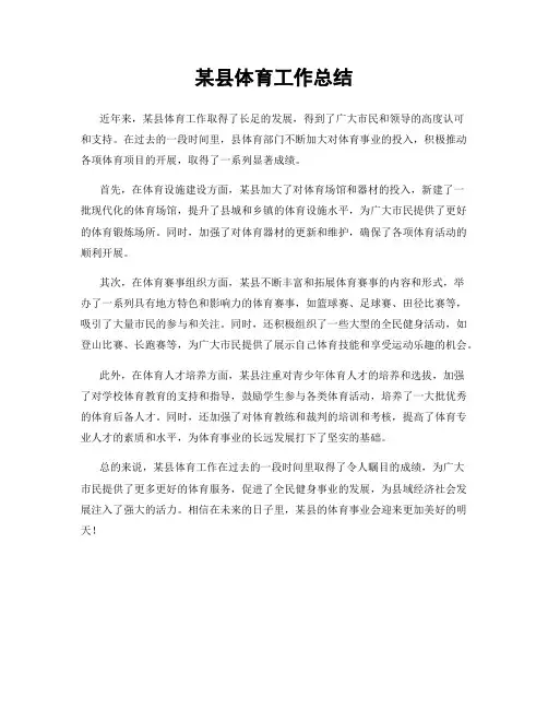 某县体育工作总结