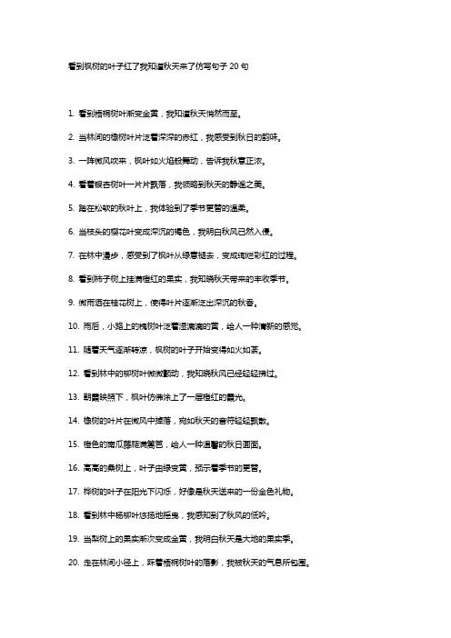 看到枫树的叶子红了我知道秋天来了仿写句子